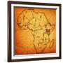 Kenya on Actual Map of Africa-michal812-Framed Art Print