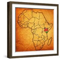 Kenya on Actual Map of Africa-michal812-Framed Art Print