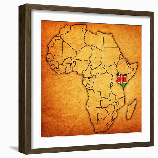 Kenya on Actual Map of Africa-michal812-Framed Art Print