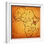 Kenya on Actual Map of Africa-michal812-Framed Art Print