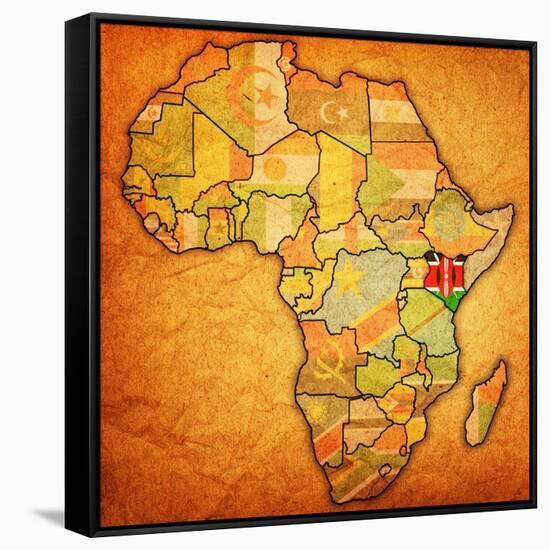 Kenya on Actual Map of Africa-michal812-Framed Stretched Canvas