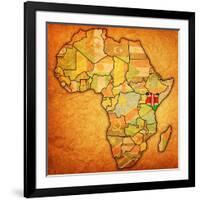 Kenya on Actual Map of Africa-michal812-Framed Art Print