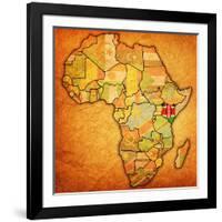 Kenya on Actual Map of Africa-michal812-Framed Art Print