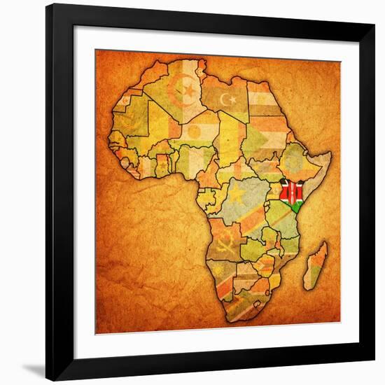 Kenya on Actual Map of Africa-michal812-Framed Art Print