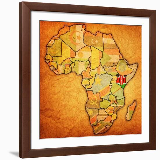 Kenya on Actual Map of Africa-michal812-Framed Art Print