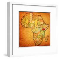 Kenya on Actual Map of Africa-michal812-Framed Art Print