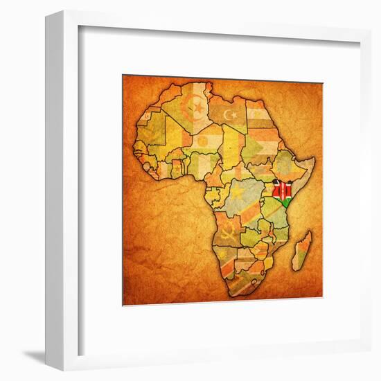 Kenya on Actual Map of Africa-michal812-Framed Art Print