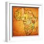 Kenya on Actual Map of Africa-michal812-Framed Art Print