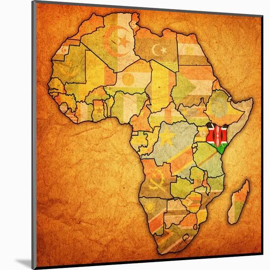 Kenya on Actual Map of Africa-michal812-Mounted Art Print