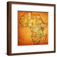 Kenya on Actual Map of Africa-michal812-Framed Art Print