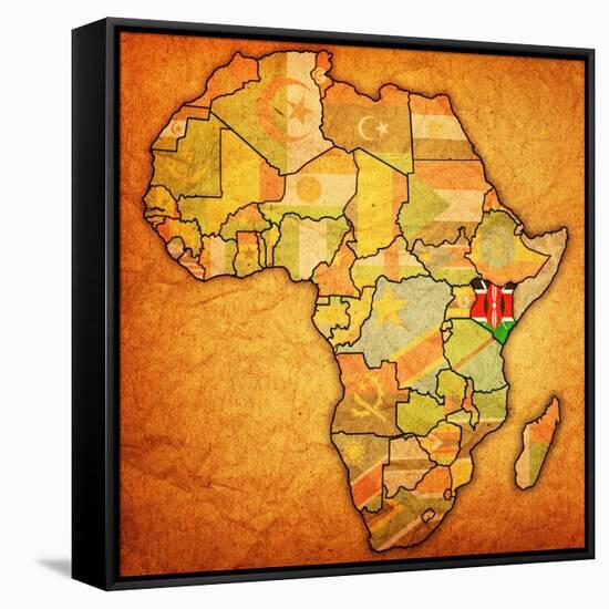 Kenya on Actual Map of Africa-michal812-Framed Stretched Canvas