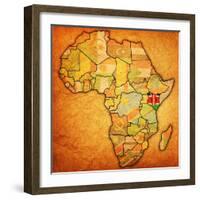 Kenya on Actual Map of Africa-michal812-Framed Art Print