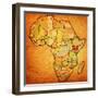 Kenya on Actual Map of Africa-michal812-Framed Art Print