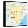 Kenya Political Map-Peter Hermes Furian-Framed Stretched Canvas