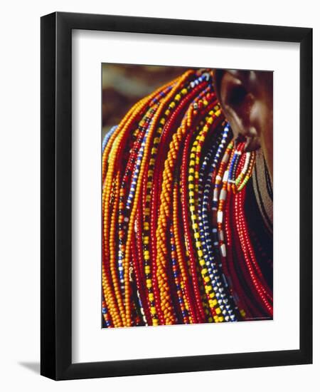 Kenya, Samburu Woman Wearing Decorative Beads-Thomasin Magor-Framed Premium Photographic Print