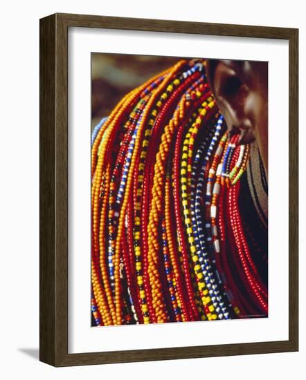 Kenya, Samburu Woman Wearing Decorative Beads-Thomasin Magor-Framed Photographic Print