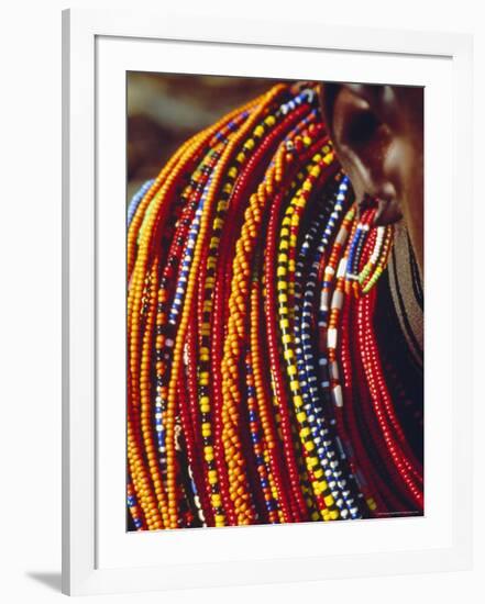 Kenya, Samburu Woman Wearing Decorative Beads-Thomasin Magor-Framed Photographic Print