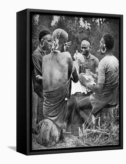 Kenyan Men Playing Cards, 1922-null-Framed Stretched Canvas