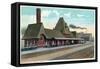 Keokuk, Iowa - Exterior View of Union Station-Lantern Press-Framed Stretched Canvas