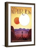 Kepler-16B Orbits a Pair of Stars in This Retro Space Poster-null-Framed Art Print