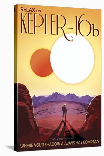 Kepler-16B Orbits a Pair of Stars in This Retro Space Poster-null-Stretched Canvas