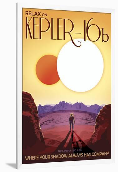 Kepler-16B Orbits a Pair of Stars in This Retro Space Poster-null-Framed Art Print