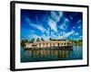 Kerala India Travel Background - Houseboat on Kerala Backwaters. Kerala, India-f9photos-Framed Photographic Print