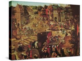 Kermesse with Theatre and Procession-Pieter Brueghel the Younger-Stretched Canvas