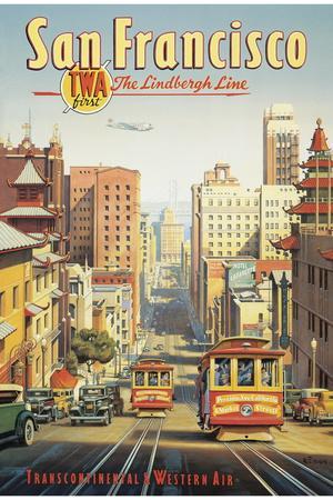 San Fran California Western Air Kerne Erickson Vintage Style Travel Poster Print 