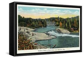 Keshena Falls, Wisconsin - Wolf River Near Shawano Scene-Lantern Press-Framed Stretched Canvas