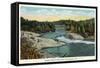 Keshena Falls, Wisconsin - Wolf River Near Shawano Scene-Lantern Press-Framed Stretched Canvas