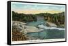 Keshena Falls, Wisconsin - Wolf River Near Shawano Scene-Lantern Press-Framed Stretched Canvas