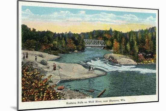 Keshena Falls, Wisconsin - Wolf River Near Shawano Scene-Lantern Press-Mounted Art Print