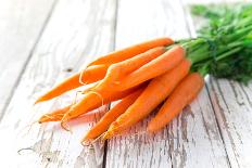 Fresh Carrots on Wooden Background-Kesu01-Photographic Print