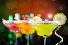 Fruit Cocktails On Black Background-Kesu01-Photographic Print