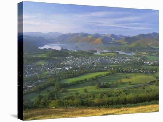 Keswick and Derwentwater from Latrigg Fell, Lake District National Park, Cumbria, England, UK-Roy Rainford-Stretched Canvas