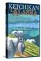 Ketchikan, Alaska - Goats on Deer Mountain, c.2009-Lantern Press-Stretched Canvas
