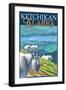 Ketchikan, Alaska - Goats on Deer Mountain, c.2009-Lantern Press-Framed Art Print