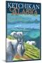 Ketchikan, Alaska - Goats on Deer Mountain, c.2009-Lantern Press-Mounted Art Print