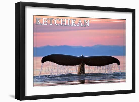 Ketchikan, Alaska - Humpback Fluke and Sunset-Lantern Press-Framed Art Print