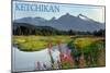 Ketchikan, Alaska - Mountain Wilderness and Fireweed-Lantern Press-Mounted Art Print