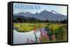 Ketchikan, Alaska - Mountain Wilderness and Fireweed-Lantern Press-Framed Stretched Canvas