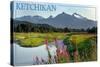 Ketchikan, Alaska - Mountain Wilderness and Fireweed-Lantern Press-Stretched Canvas