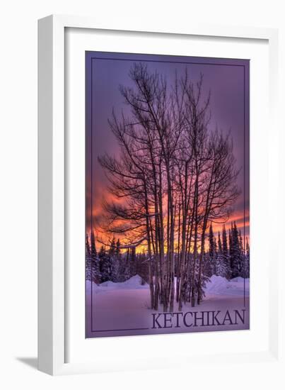 Ketchikan, Alaska - Tree in Snow-Lantern Press-Framed Art Print