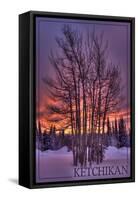 Ketchikan, Alaska - Tree in Snow-Lantern Press-Framed Stretched Canvas