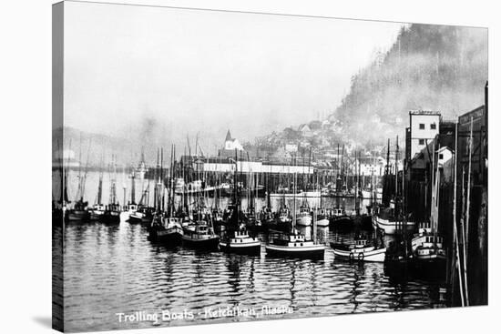 Ketchikan, Alaska - View of Trolling Boats in Harbor-Lantern Press-Stretched Canvas