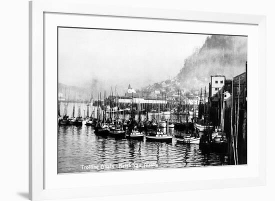 Ketchikan, Alaska - View of Trolling Boats in Harbor-Lantern Press-Framed Art Print