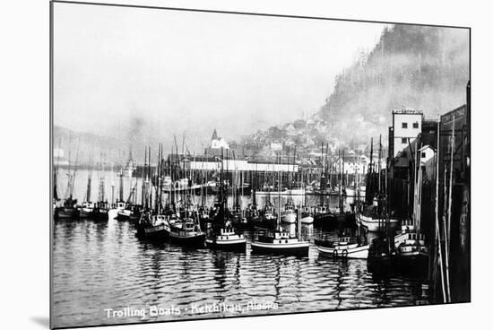 Ketchikan, Alaska - View of Trolling Boats in Harbor-Lantern Press-Mounted Art Print