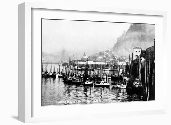 Ketchikan, Alaska - View of Trolling Boats in Harbor-Lantern Press-Framed Art Print