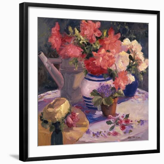 Kettle Hat and Flowers-Allayn Stevens-Framed Art Print